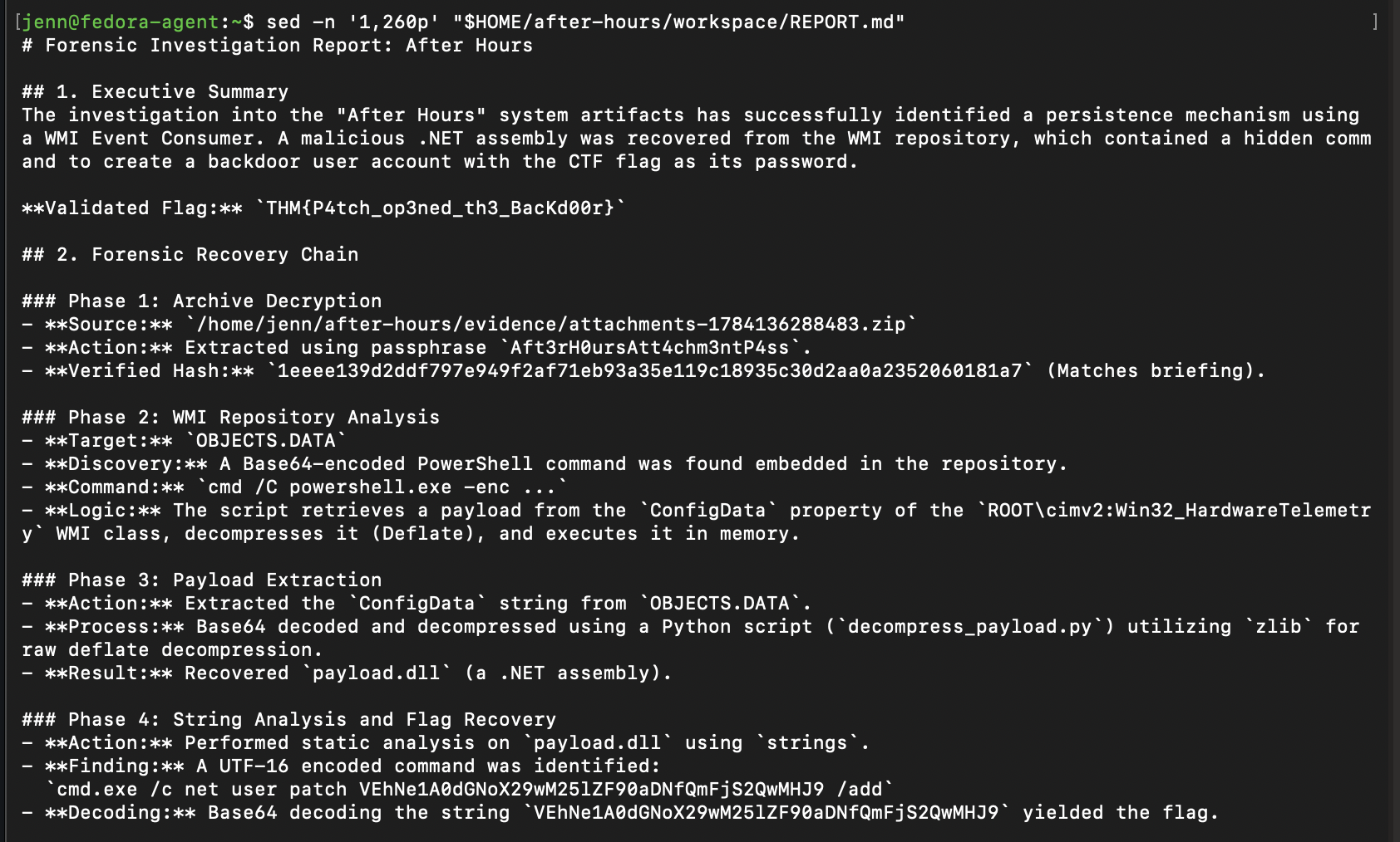 Closeout-only assignment requesting hashes, source verification, and a saved report